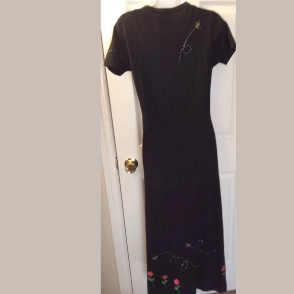 🐝 Lite MICHAEL SIMON Black Beaded Maxi Dress - Picture 7 of 8